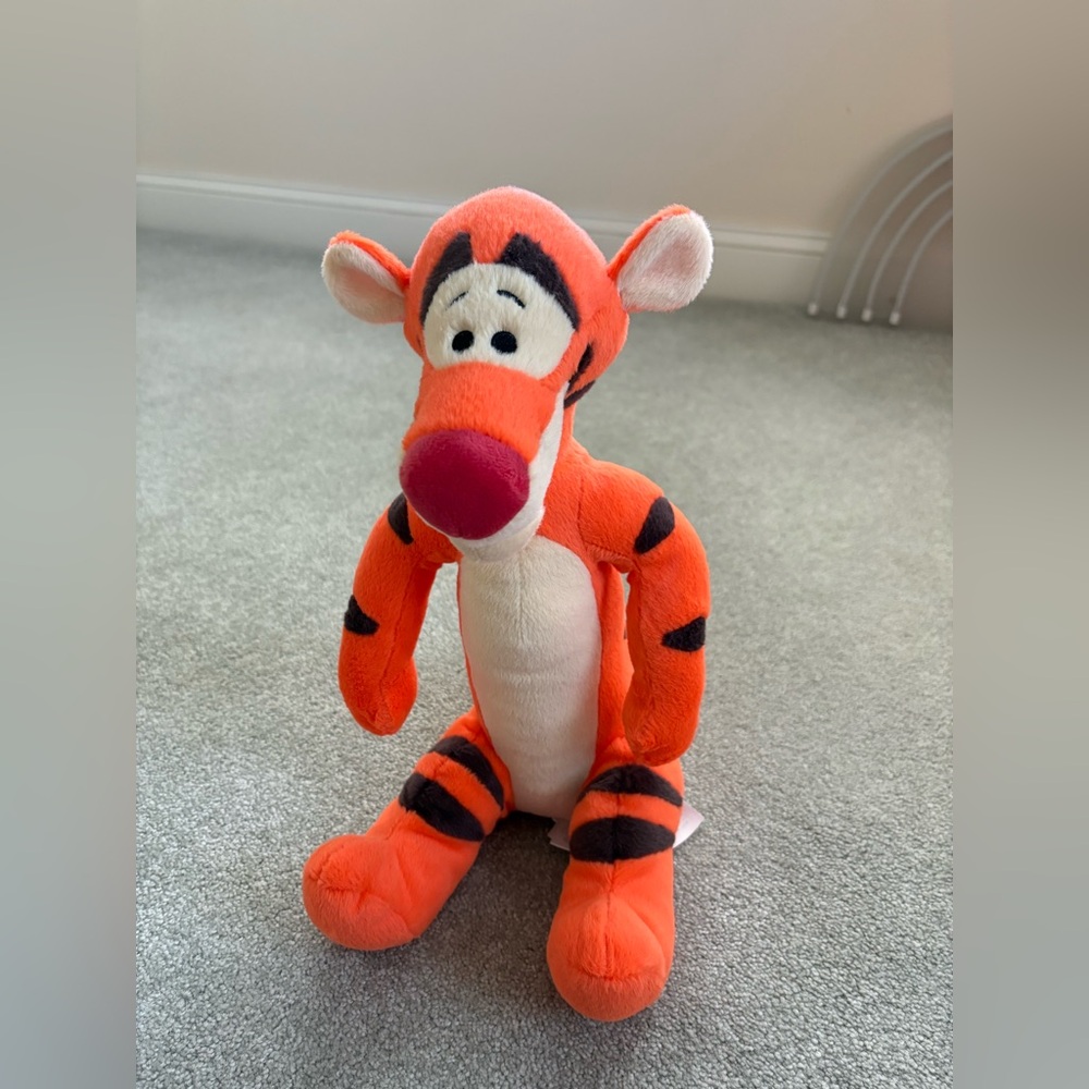 Disney Orange Tigger Plush with Black Stripes and White Belly